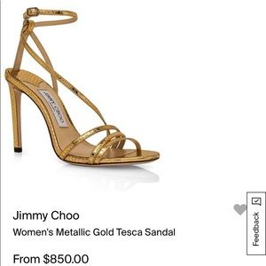 Jimmy Choo Whipsnake Embossed Leather Gold Heel